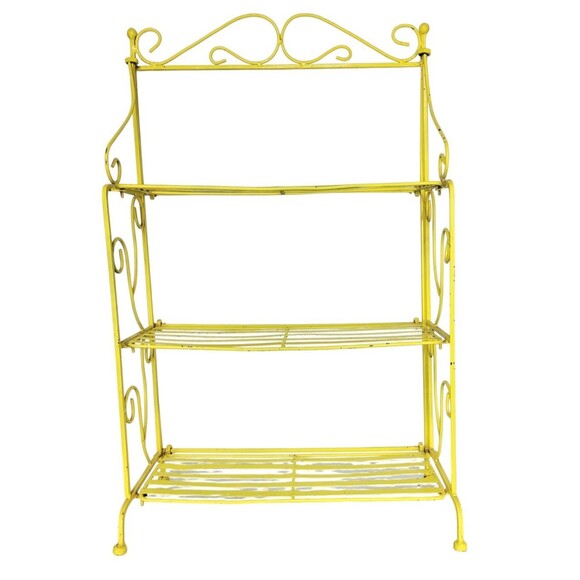 VTG 30s 40s Scroll Wrought Iron Three Shelf Patio Folding Bookcase Plant Stand - Picture 8 of 13